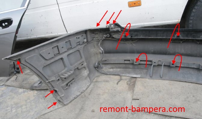 points de fixation du pare-chocs arrière BMW Série 7 IV E65/E66 (2001-2008)