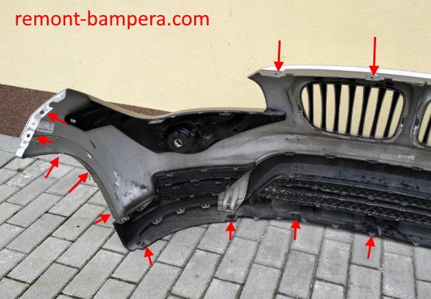 места крепления переднего бампера BMW X1 I (E84) (2009-2015)