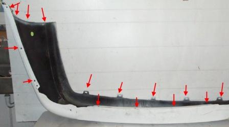 Puntos de fijación del parachoques trasero Buick LeSabre (2000-2005)
