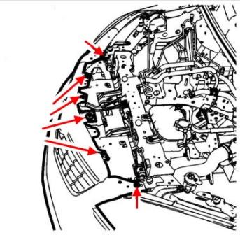 Diagrama de montaje del parachoques delantero del Buick Encore