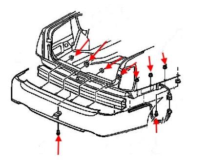 Schema di montaggio paraurti posteriore Cadillac Deville (2000-2005)