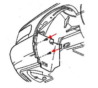 Schema di montaggio del paraurti anteriore Cadillac Seville