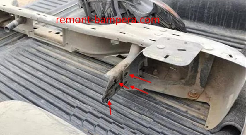 mounting locations for the rear bumper Chevrolet Avalanche I (2002-2006)