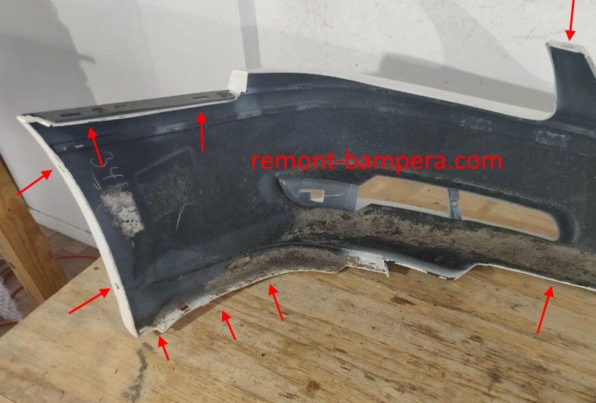 Chevrolet Impala VIII (2000–2005) front bumper mounting locations