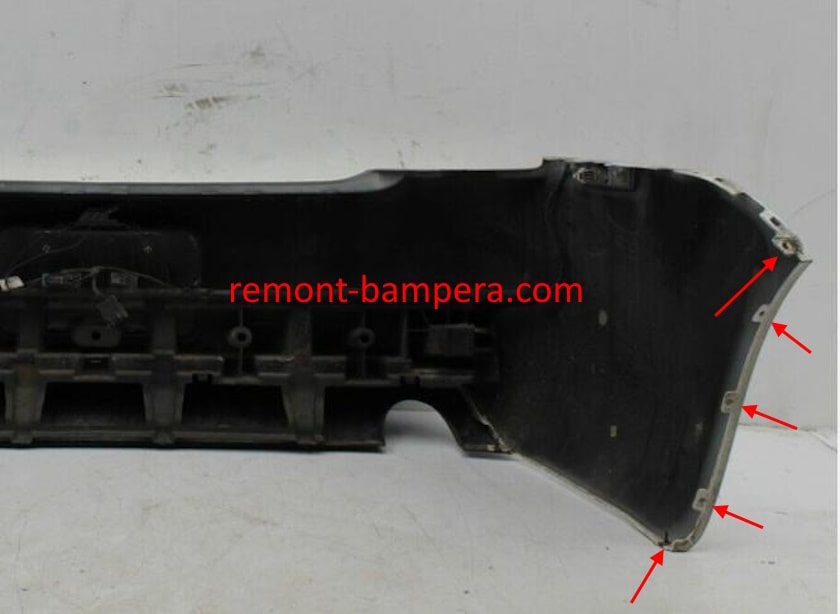 mounting locations for the rear bumper Chevrolet Malibu VII (2008-2012)