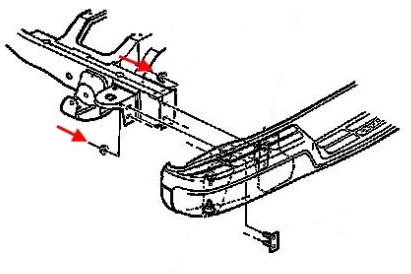 Diagrama de montaje del parachoques trasero Chevrolet Express (1996-2002)