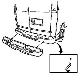 Schema der Befestigung einer hinteren Stoßstange von Chevrolet Express (1996-2002)