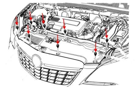 Diagrama de montaje del parachoques delantero Chevrolet Tracker / Trax (después de 2013)