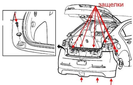 Schéma de montage du pare-chocs arrière Chevrolet Volt