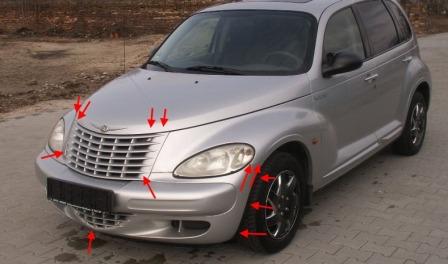 the attachment of the front bumper Chrysler PT Cruiser