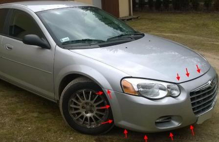 the attachment of the front bumper Chrysler Sebring II ST-22/JR (2000-2006)