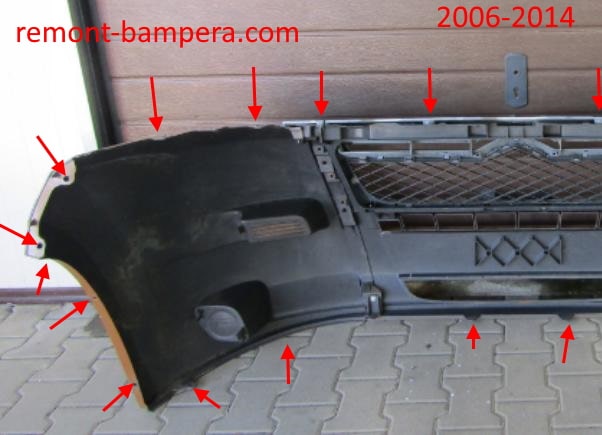 punti di attacco del paraurti anteriore Citroen Jumper (2006-2014)