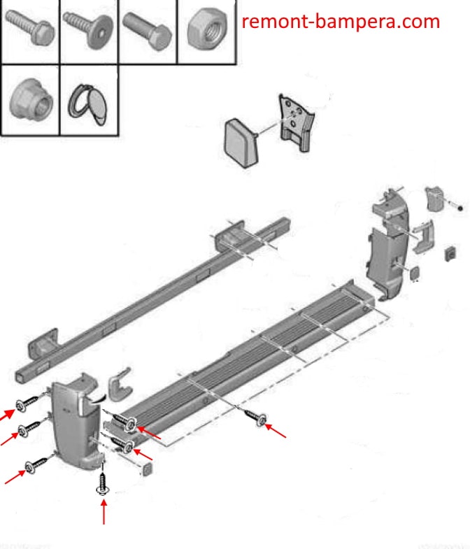 Schéma de montage du pare-chocs arrière Citroen Jumper (2006-2023)