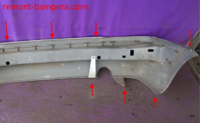 points de fixation du pare-chocs arrière Citroen Xsara (1997-2000)