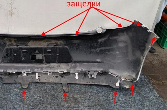 места крепления заднего бампера Citroen C3 (2009-2016)