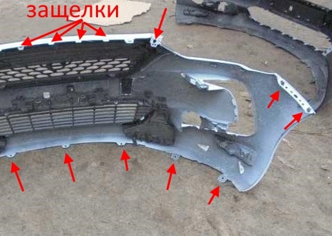Punti di attacco del paraurti anteriore Citroen DS5