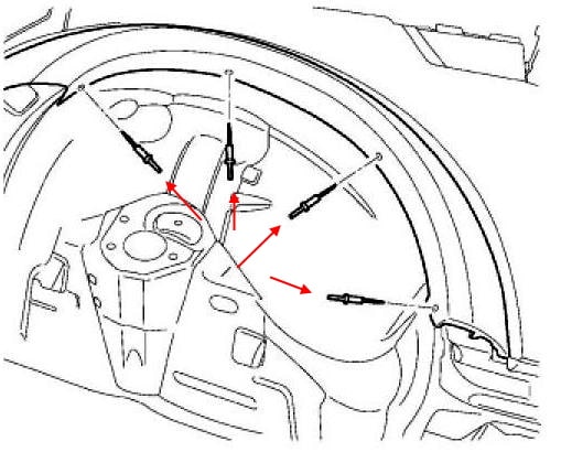 Schema di montaggio del paraurti anteriore Dodge Nitro (2006-2012)