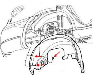 diagram of rear inner fender Dodge Avenger (2007-2014)