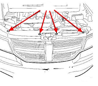 Schema di montaggio del paraurti anteriore Dodge Journey