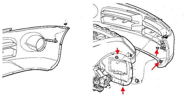 Schema montaggio paraurti anteriore Dodge Viper (2003-2010)