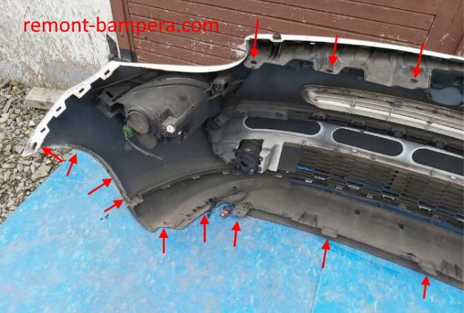 points de fixation du pare-chocs avant Fiat 500L / 500X (2012-2023)