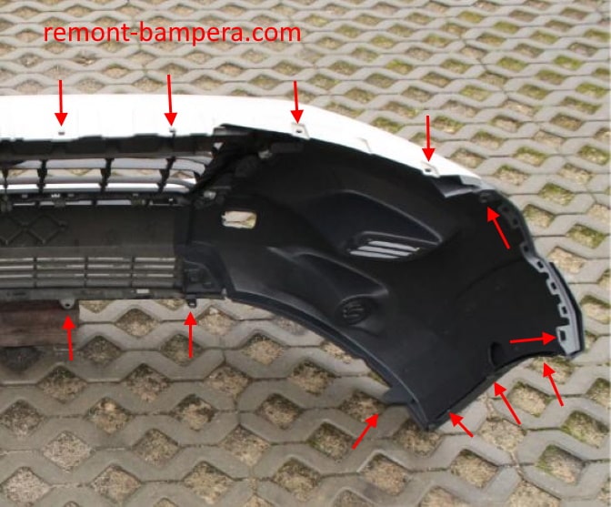 Puntos de fijación del parachoques delantero Fiat Ducato III (2014-2023)