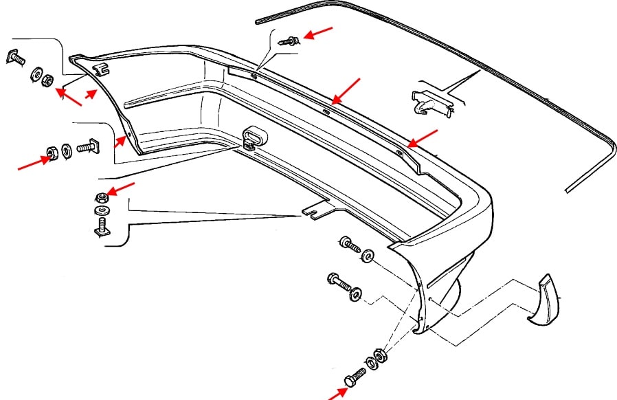 Diagram of rear bumper Fiat Uno