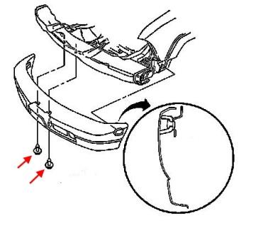 Diagrama de montaje del parachoques delantero GMC Jimmy 
