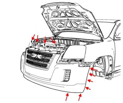 Schema di montaggio del paraurti anteriore GMC Terrain