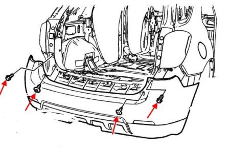 Schema di montaggio del paraurti posteriore GMC Terrain