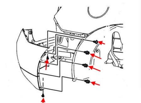 Schema di montaggio del paraurti posteriore GMC Terrain