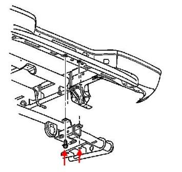 GMC Yukon rear bumper mounting diagram (2000-2006)