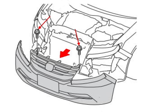 Schema di montaggio del paraurti anteriore Honda Odyssey (2013-2020)