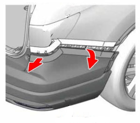 Schema di montaggio del paraurti posteriore Honda Pilot (2016-2021)