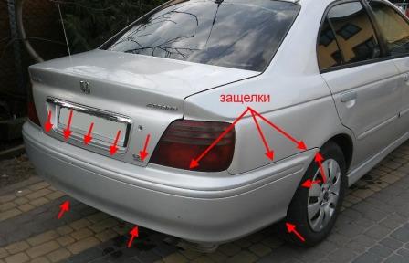 Befestigungspunkte für die hintere Stoßstange Honda Accord 6 (1998-2002)