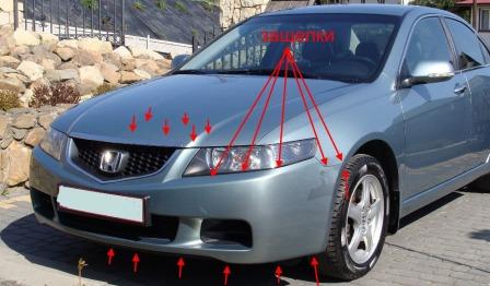 points de fixation pare-chocs avant Honda Accord 7 (2002-2008)