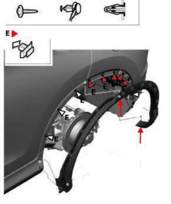 схема крепления заднего бампера Honda CR-V 4 (2012-2016)