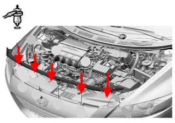 схема крепления переднего бампера Honda CR-Z