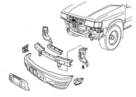 Schema di montaggio del paraurti anteriore Honda Passport