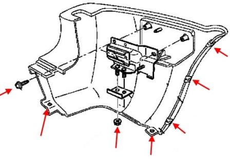 Schema di montaggio del paraurti posteriore Honda Passport