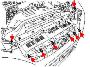 Schema di montaggio del paraurti anteriore Hyundai Genesis Coupe