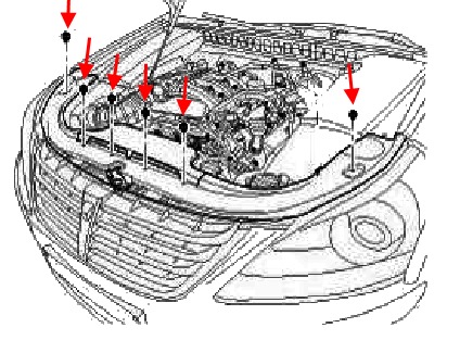 Schema di montaggio del paraurti anteriore Hyundai Equus