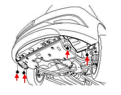 the scheme of fastening of the front bumper of the Hyundai i40