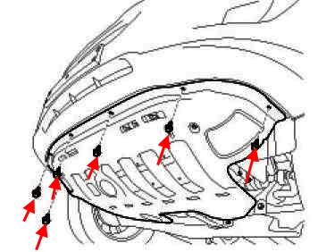 the scheme of fastening of the front bumper the Hyundai ix35 (Tucson 2)