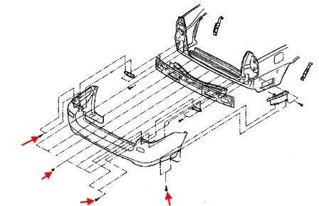 Schema di montaggio del paraurti posteriore Hyundai Terracan