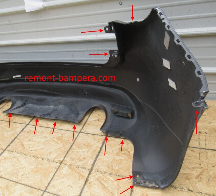 mounting locations for the rear bumper Infiniti FX II S51 (2009-2013)