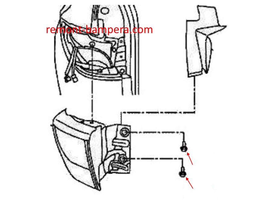 Schéma de montage du feu arrière Infiniti JX35 / QX60 (2013-2020)