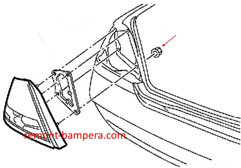 Schema di montaggio fanale posteriore Infiniti M45 (Y34) (2002-2004)