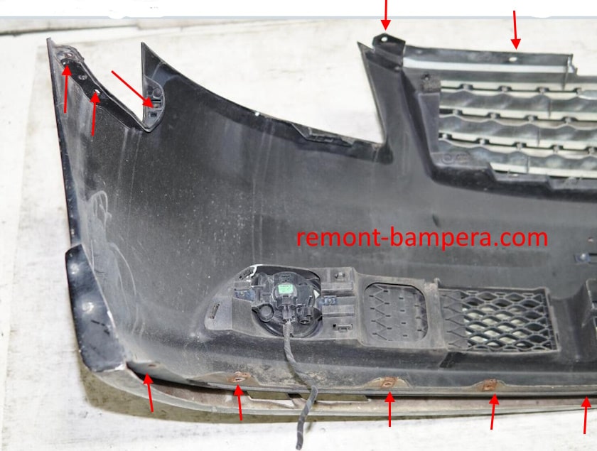 места крепления переднего бампера Infiniti M45 / M35 III (Y50) (2005-2010)