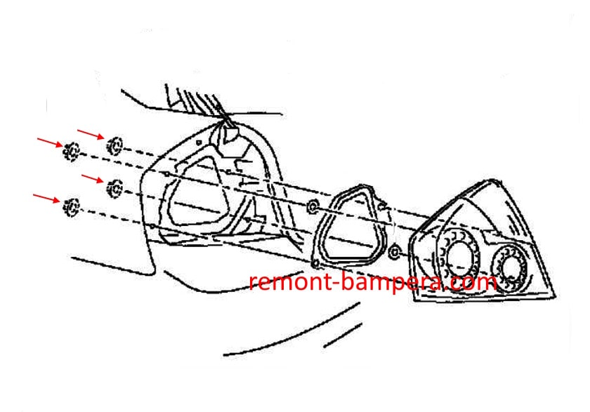 Schema di montaggio fanale posteriore Infiniti M45 / M35 III (Y50) (2005-2010)